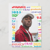 **カラフル タイポグラフィー 卒業おめでとう** 招待状 (正面)