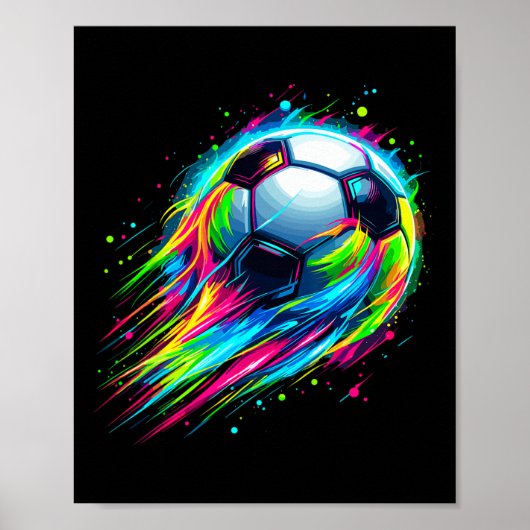 カラフル タイ・ダイ サッカー Ll ポスター (正面)
