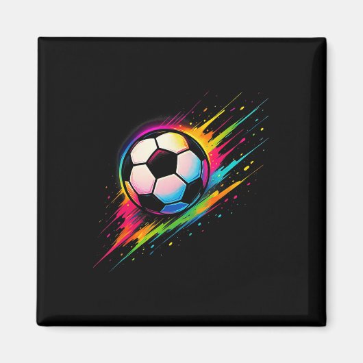 カラフル タイ・ダイ サッカー Ll _1 マグネット (正面)