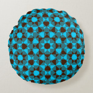 カラフル チェッカー ダイヤモンド ブライド 柄 ラウンドクッション