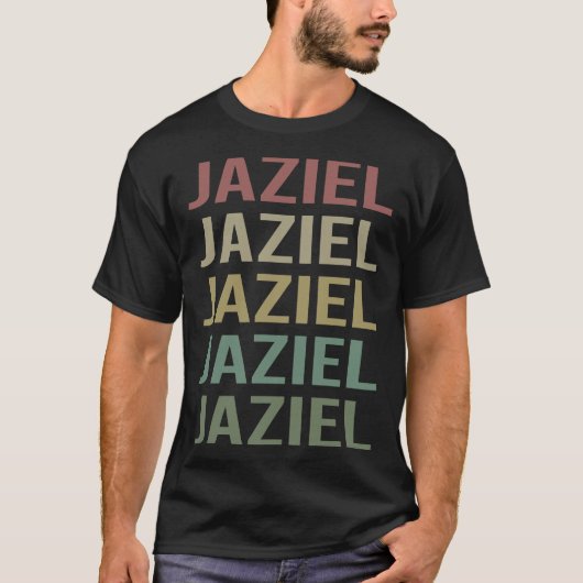 カラフル テキスト アート - Jaziel 名前 Tシャツ (正面)