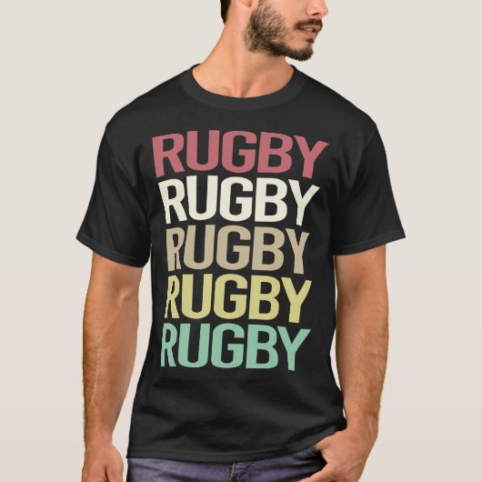 カラフル テキスト ラグビー Tシャツ (正面)
