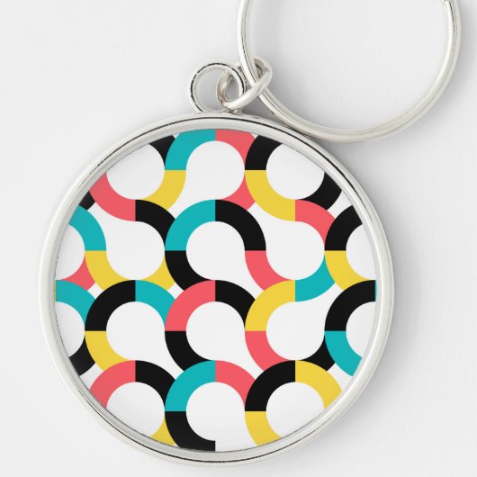 カラフル,トレンディー，陽気，おもしろい幾何モダン度 キーホルダー (正面)