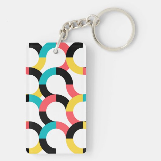 カラフル,トレンディー，陽気，おもしろい幾何モダン度 キーホルダー (裏面)