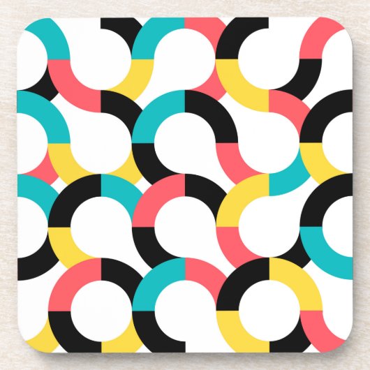 カラフル,トレンディー，陽気，おもしろい幾何モダン度 コースター (正面)