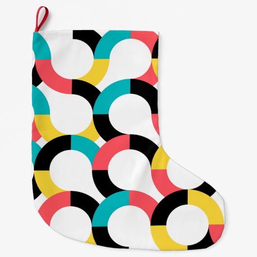 カラフル,トレンディー，陽気，おもしろい幾何モダン度 ラージクリスマスストッキング (正面)