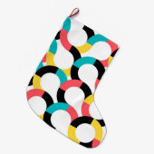 カラフル,トレンディー，陽気，おもしろい幾何モダン度 ラージクリスマスストッキング (正面 (吊り時))