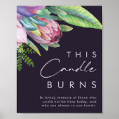 カラフル トロピカル フローラル パープル このキャンドル 燃える ポスター (正面)