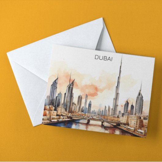 カラフル ドバイ UAE 水彩画  ポストカード