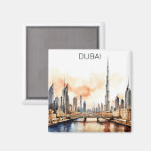 カラフル ドバイ UAE 水彩画  マグネット (正面/裏面)