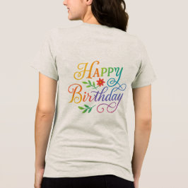 カラフル ハッピーバースデー フローラル レディースTシャツ トライブレンドTシャツ