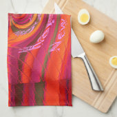 カラフル ハッピー クリスマス ハッピー ニューイヤー デザイン キッチンタオル (四つ折り)