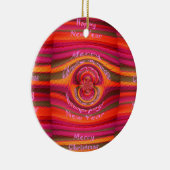 カラフル ハッピー クリスマス ハッピー ニューイヤー デザイン セラミックオーナメント (右)