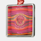 カラフル ハッピー クリスマス ハッピー ニューイヤー デザイン メタルオーナメント (左)