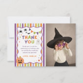 カラフル ハロウィン お誕生日 写真 感謝 カード (正面)