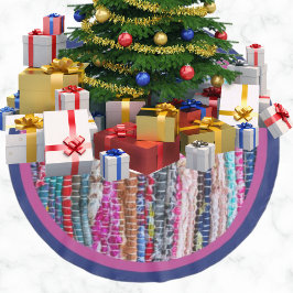 カラフル ハンドメイド ブラジル テキスタイル ラグ クリスマス ブラッシュドポリエステルツリースカート