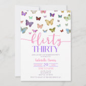 カラフル バタフライ フリーティー サーティー 30歳の誕生日パーティー 招待状 (正面)