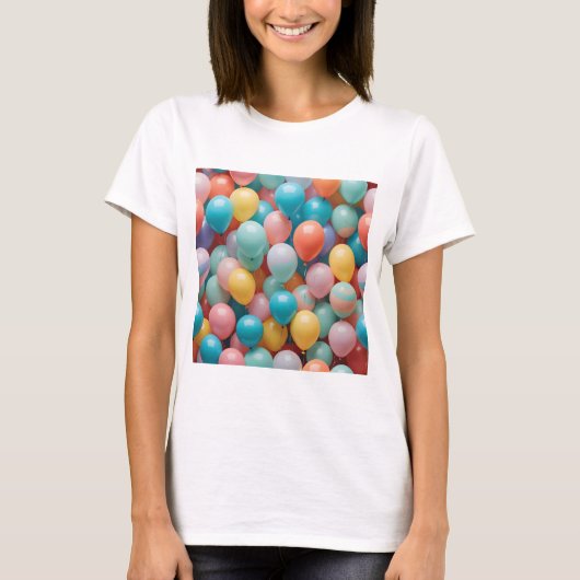 カラフル パーティー 風船 パターン Tシャツ (正面)