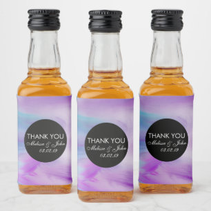 カラフル パープル マーブル スワール サンク ユー Liquid Ink リキュールボトルラベル