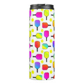 カラフル、ピックボールのパドル、イエローボール タンブラー (裏面)