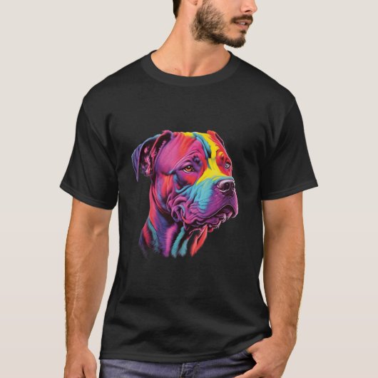 カラフル ピットブル ママ Tシャツ (正面)