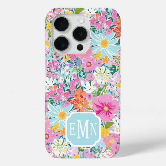 カラフル ピンク ガーデン モノグラム Case-Mate iPhoneケース (裏面)