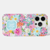 カラフル ピンク ガーデン モノグラム Case-Mate iPhoneケース (裏面 (横))