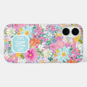 カラフル ピンク ガーデン モノグラム Case-Mate iPhoneケース (裏面 (横))