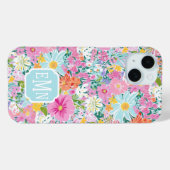 カラフル ピンク ガーデン モノグラム Case-Mate iPhoneケース (裏面 (横))