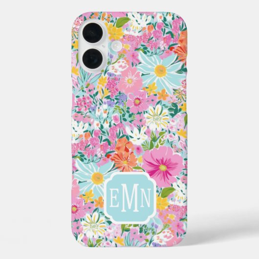 カラフル ピンク ガーデン モノグラム Case-Mate iPhoneケース (裏面)