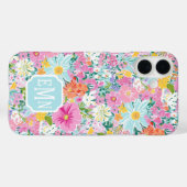 カラフル ピンク ガーデン モノグラム Case-Mate iPhoneケース (裏面 (横))