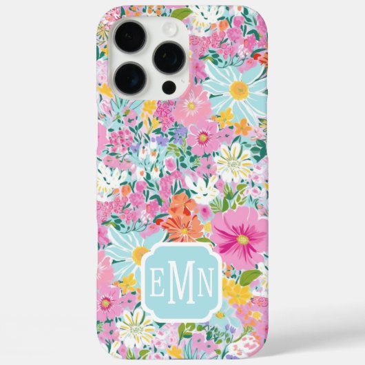 カラフル ピンク ガーデン モノグラム Case-Mate iPhoneケース (裏面)