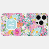 カラフル ピンク ガーデン モノグラム Case-Mate iPhoneケース (裏面 (横))