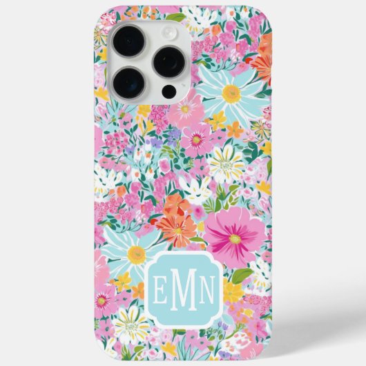 カラフル ピンク ガーデン モノグラム Case-Mate iPhoneケース (裏面)