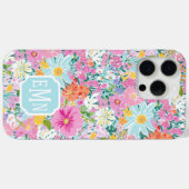 カラフル ピンク ガーデン モノグラム Case-Mate iPhoneケース (裏面 (横))