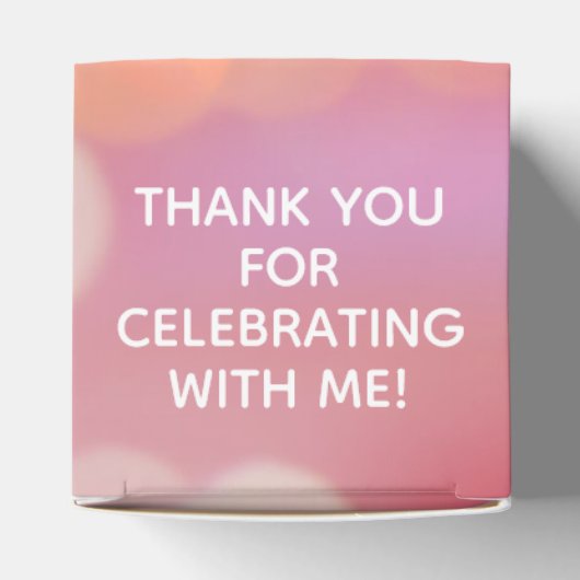 カラフル ピンク ボケ ライト ありがとう 2" パーティー フェイバーボックス (上部)