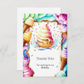 カラフル ファン スクープ アイスクリーム バースデー サンキューカード (正面/裏面)