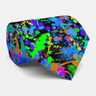 カラフル,フェイクネオン，ペイントボール，おもしろい ネクタイ