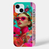 カラフル フラワーアート 女性 Case-Mate iPhoneケース (裏面)