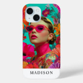 カラフル フラワーアート 女性 Case-Mate iPhoneケース (裏面)