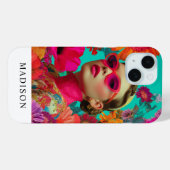 カラフル フラワーアート 女性 Case-Mate iPhoneケース (裏面 (横))