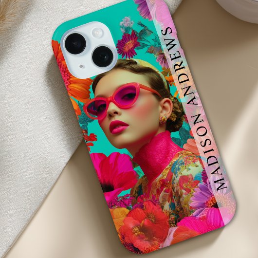 カラフル フラワーアート 女性 Case-Mate iPhoneケース