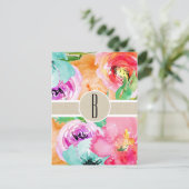 カラフル フラワーモダンな田舎風の植物 Kraft ポストカード (スタンド正面)
