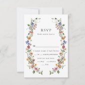 カラフル フラワー ウェディング RSVP カード (正面)