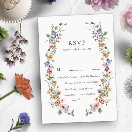 カラフル フラワー ウェディング RSVP カード