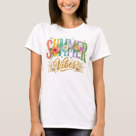 カラフル フラワー サマーヴァイブス Tシャツ