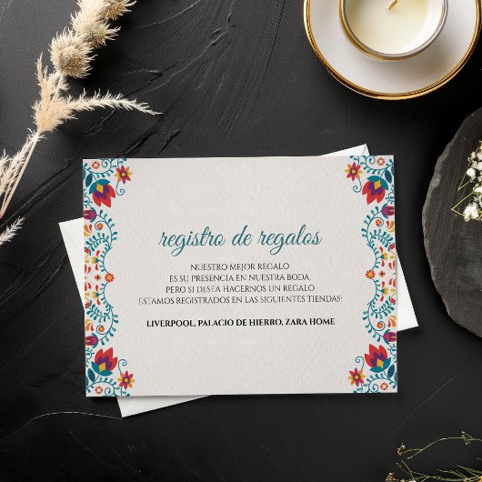 カラフル フラワー スペイン 結婚 エンクロージャーカード
