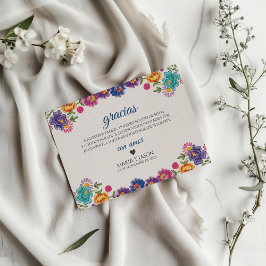 カラフル フラワー ボタニカル フィエスタ スペイン 結婚式 サンキューカード