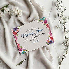 カラフル フラワー ボタニカル フィエスタ スペイン 結婚式 セーブザデート