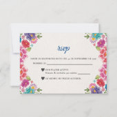 カラフル フラワー ボタニカル フィエスタ スペイン 結婚式 出欠カード (正面)